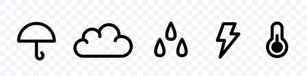 Weather Forecast Icons Set Thunderstorm Icons Vector Clipart Isolated Transparent — стоковый вектор