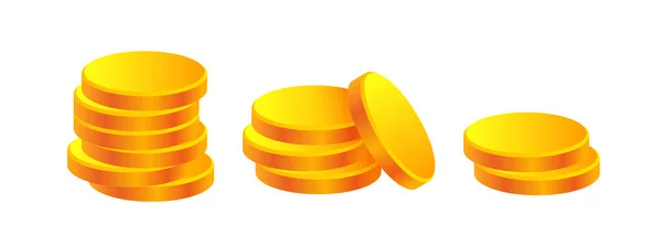 金貨の山だ 3D金のコインのセット 白い背景に隔離されたベクトルクリップ — ストックベクタ