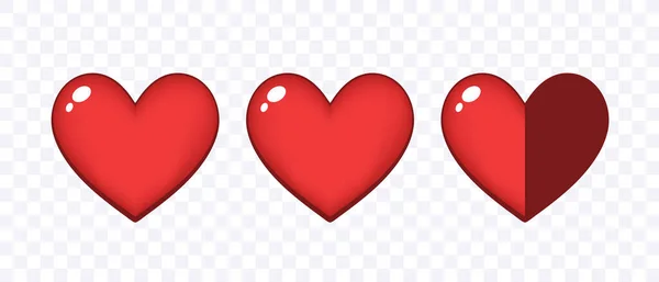 Trois Cœurs Eléments Conception Pour Jeux Vidéo Clipart Vectorielle Isolée — Image vectorielle