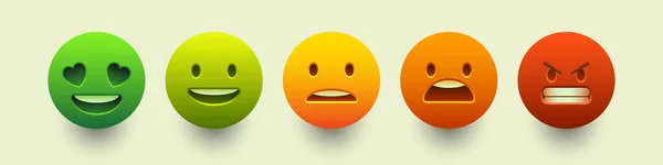 Betygsskala Eller Smärtskala Form Emotikoner Från Rött Till Grönt Smiley — Stock vektor