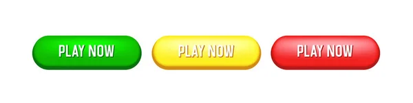 Set Play Now Buttons Green Yellow Red Buttons Play Now — Image vectorielle