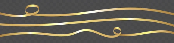 Gold Ribbons Set Gold Ribbon Dark Brown Background Vector Illustration — Stok Vektör