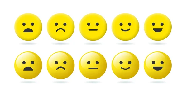 Ratingschaal Pijnschaal Vorm Van Emoticons Gele Smiley Vector Clipart Geïsoleerd — Stockvector