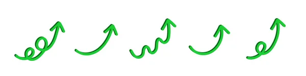 Groene Pijl Vector Isometrische Pijl Set Geïsoleerd Witte Achtergrond — Stockvector