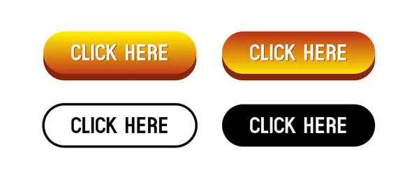 Haga Clic Aquí Botón Conjunto Botones Planos Clipart Vectorial Aislado — Vector de stock