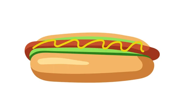 Hot Dog Dos Desenhos Animados Vector Hot Dog Isolado Fundo — Vetor de Stock