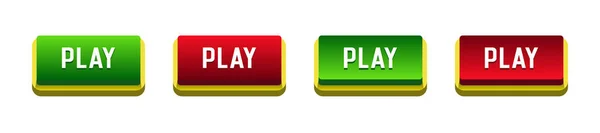 Botón Reproducción Botones Rojo Verde Jugar Clipart Vectorial Aislado Sobre — Vector de stock