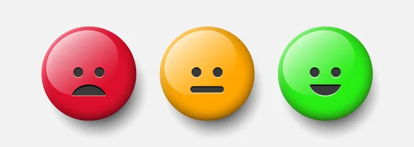 Escala Valoración Escala Dolor Forma Emoticonos Tres Emoticones Rojo Verde — Archivo Imágenes Vectoriales