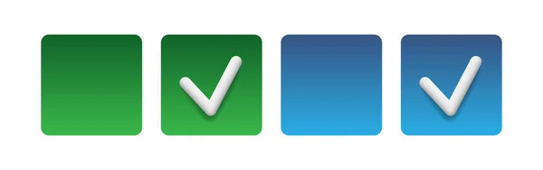 Casilla Verificación Marca Verificación Blanca Fondo Cuadrado Verde Azul Clipart — Vector de stock