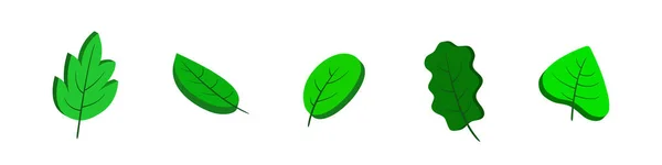 Leaves Isometric Green Leaves Set Isolated White Background Vector Clipart — Image vectorielle