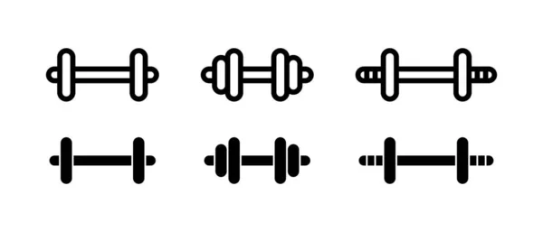 Dumbbell Set Black Flat Vector Dumbbell Icons Vector Clipart Isolated — Stock Vector