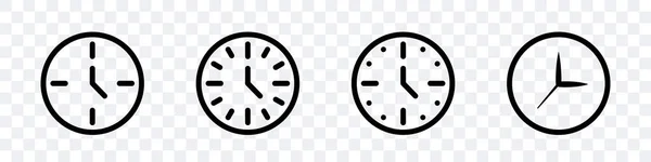 Reloj Pared Conjunto Iconos Negros Planos Aislados Sobre Fondo Transparente — Archivo Imágenes Vectoriales