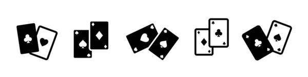 Kart Simgeleri Oynuyorum Beyaz Arkaplanda Izole Edilmiş Vektör Siyah Simgeleri — Stok Vektör