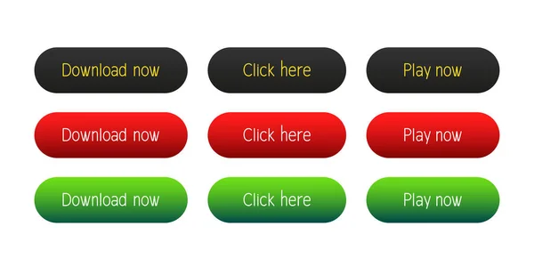 Download Now Click Here Play Now Set Buttons Vector Clipart — Archivo Imágenes Vectoriales