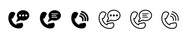 Phone Icons Set Handsets Black Icons Isolated White Background —  Vetores de Stock