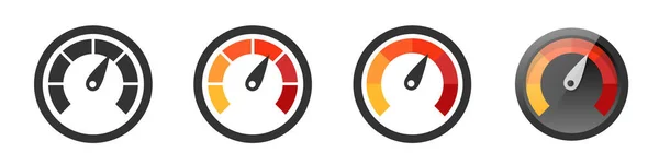 Set Speedometers Car Speed Indicator Black Color Icons Isolated White — Stockvector