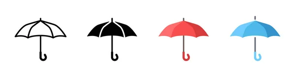 Flat Cartoon Umbrella Set Vector Umbrellas Vector Clipart Isolated White — Vector de stock