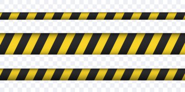 Yellow-black signal tape. Signal marking. Warning tape. Vector clipart isolated on white background.