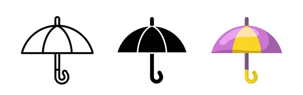 Flat Cartoon Umbrella Set Vector Umbrellas Vector Clipart Isolated White — Stok Vektör