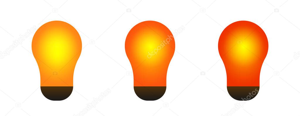 Light bulbs. A set of included incandescent light bulbs with a base. Vector clipart isolated on white background.