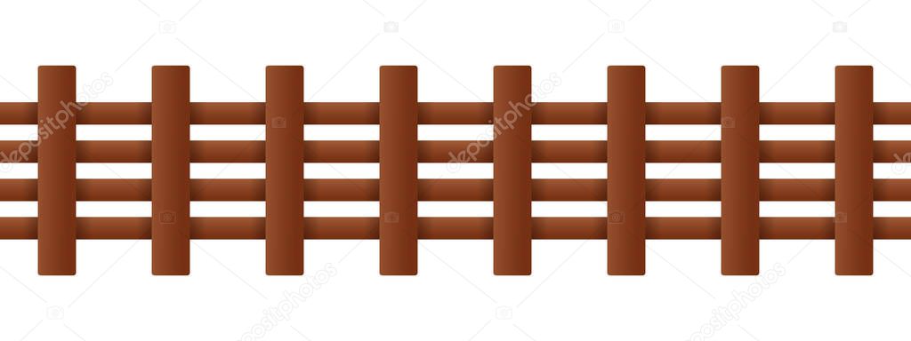 Corral fencing. Seamless fence. Vector clipart isolated on white background.