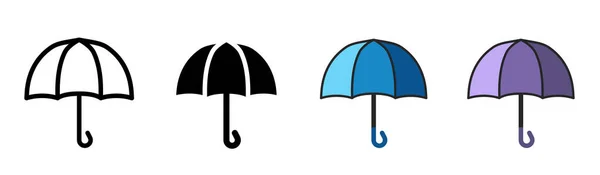 Cartoon Umbrella Set Vector Umbrellas Vector Clipart Isolated White Background — Stok Vektör