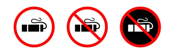 禁止吸烟 在禁烟标志上吸烟 在白色背景下孤立的向量群 — 图库矢量图片