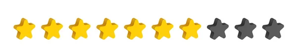 Ten Rating Stars Vector Gold Stars Indicate Rating Products Films —  Vetores de Stock