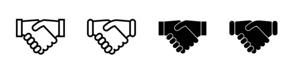 Handshake Handshake Black Icons Set Flat Icon Isolated White Background — Vettoriale Stock