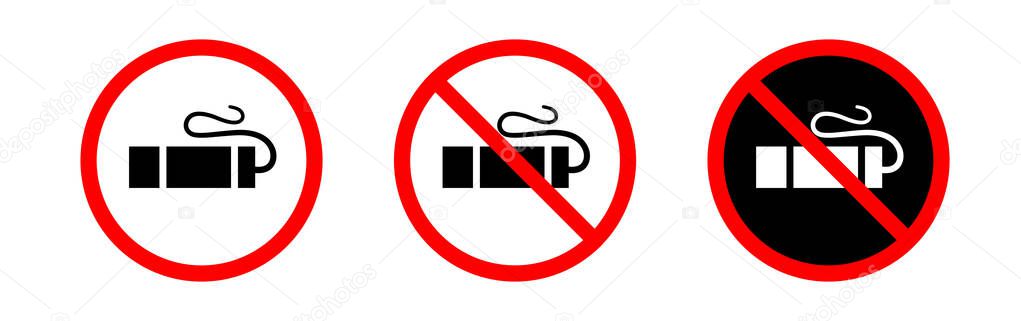 No smoking. Smoking cigarette in a prohibition sign. Vector clipart isolated on white background.