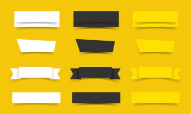 Background in origami style.. Empty strips of paper. Yellow, black and white paper. Blank template for placing text. Vector clipart isolated on white background. 