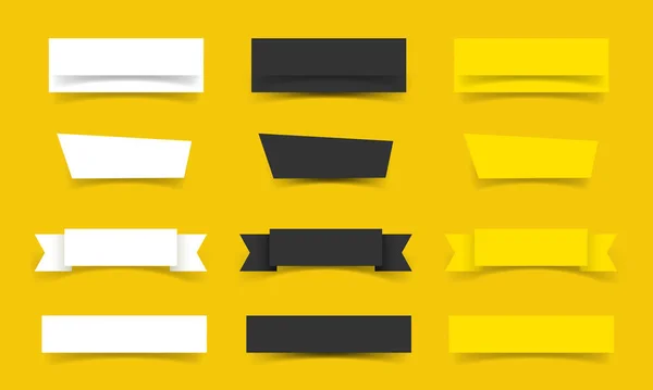 Background in origami style.. Empty strips of paper. Yellow, black and white paper. Blank template for placing text. Vector clipart isolated on white background. 