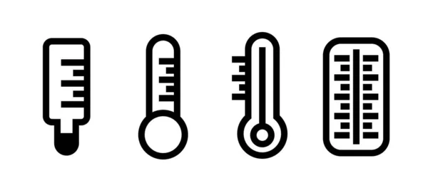Set Thermometers Black Icons Vector Clipart Isolated White Background — Vettoriale Stock