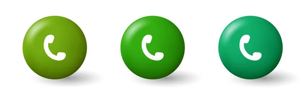 Phone Handset White Phone Green Background Phone Button Vector Clipart — Vector de stock