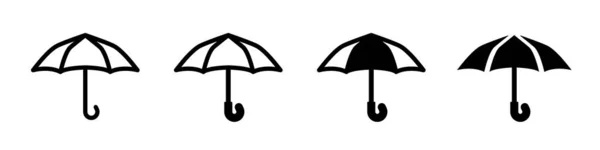 Зонтик Установите Чёрные Зонтики Векторный Клипарт Белом Фоне — стоковый вектор