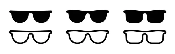 Sunglasses Glasses Various Shapes Set Black Icons Vector Clipart Isolated — Vetor de Stock