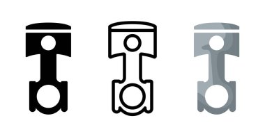 Piston and connecting rod. Vector icons isolated on white background.