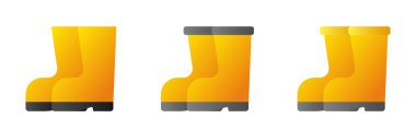 Rain boots. Yellow rubber boots. Vector 3d boots for rainy weather. Vector illustration isolated on white background.