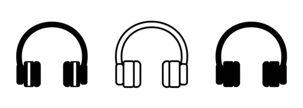 Headphone Icons Set Black Icons Vector Clipart Isolated White Background — Stok Vektör