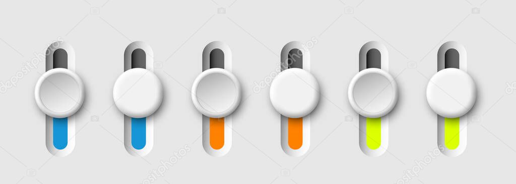 Slider bar, track bar or Sound Equalizer. Vector clipart isolated on white background.