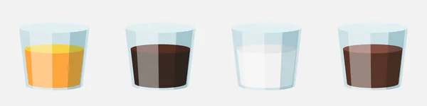 Випийте Склянці Холодна Кава Чай Апельсиновий Сік Молоко Векторний Кліпарт — стоковий вектор