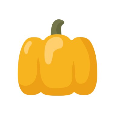 Balkabağı ikonu. Turuncu yassı balkabağı. Beyaz arkaplanda vektör ortamı izole edildi.