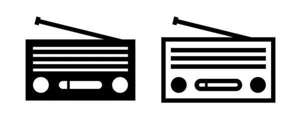 Retro Radyo Ikonu Çizgi Film Setinin Şirin Radyosu Vektör Ayarlandı — Stok Vektör