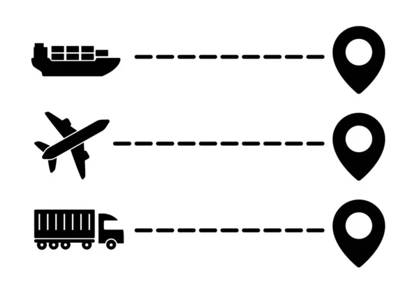 Ikona Logistyki Czarna Ikona Transportu Koncepcja Załadunku Wysyłki Ikony Wektorowe — Wektor stockowy