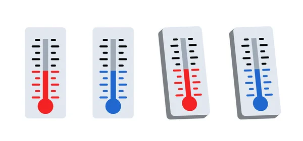 Een Set Thermometers Thermometer Met Rood Blauw Kwik Vector Clipart — Stockvector