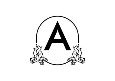 Siyah çizgili şenlik ateşi ilk harf tasarımı