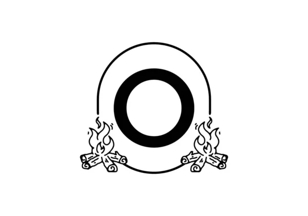 O字首字母设计篝火黑线艺术 — 图库矢量图片