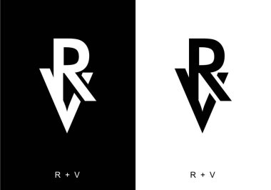 Karavan ilk harf tasarımının siyah ve beyaz rengi