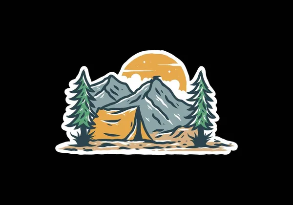 Illustration Colorée Design Camping Montagne — Image vectorielle
