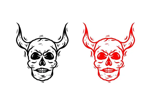 角画图设计的骷髅头的黑色和红色 — 图库矢量图片